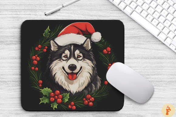 Christmas Alaskan Malamute Dog Mouse Pad