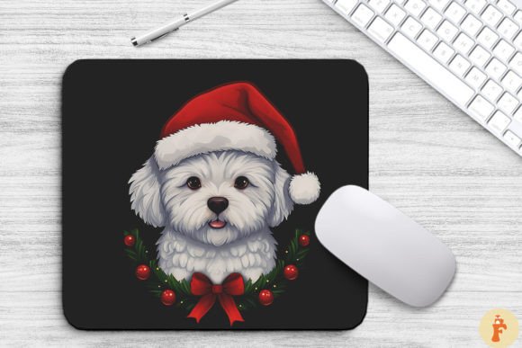 Christmas Bichon Frise Dog Mouse Pad