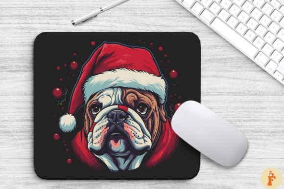 Christmas Bulldog Dog Mouse Pad