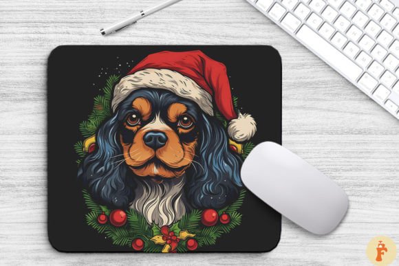 Christmas Cavalier King Dog Mouse Pad