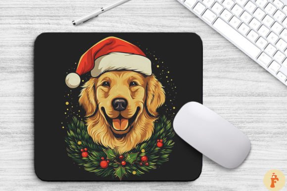 Christmas Golden Retriever Dog Mouse Pad