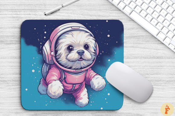 Cute Astronaunt Havanese Dog Mouse Pad
