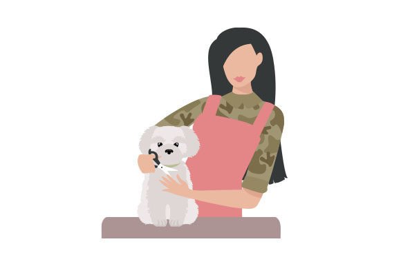 Dog Groomer Trimming a Maltese Dog