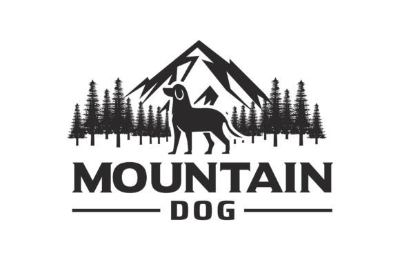 Mountain Dog and Trees Logo Design